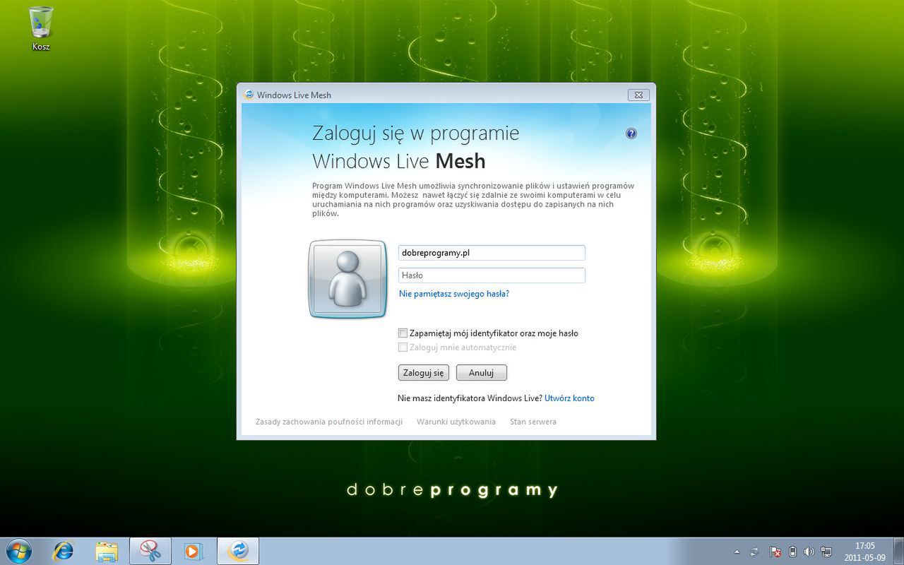 Windows Live Mesh - logowanie