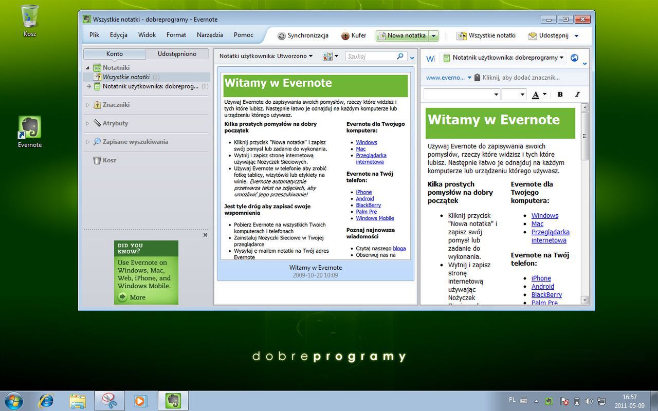 Evernote - widok ogólny
