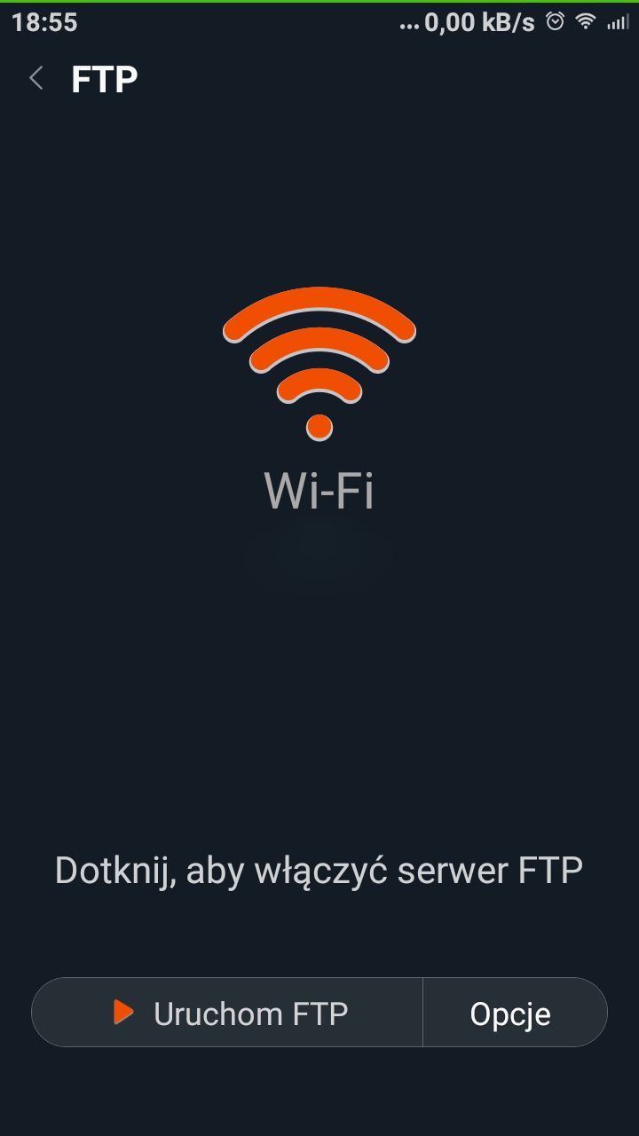 Serwer FTP w menedżerze plików.