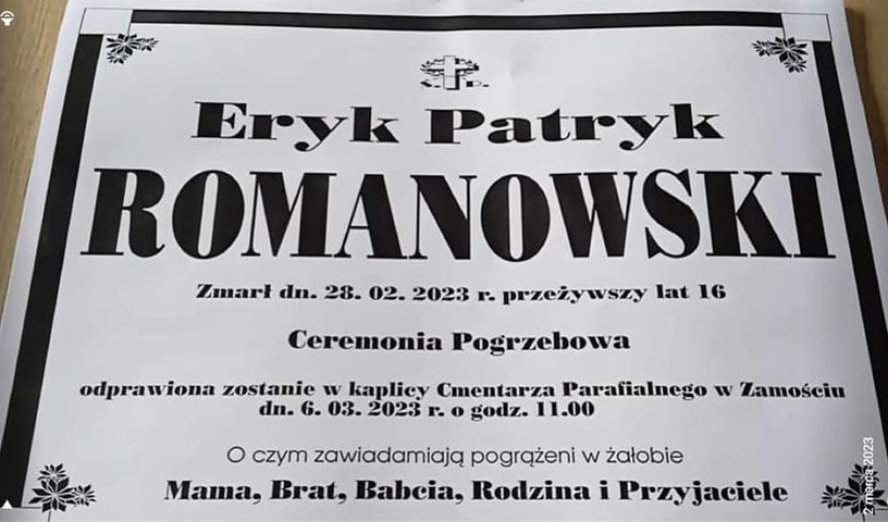 Nie żyje Eryk Romanowski