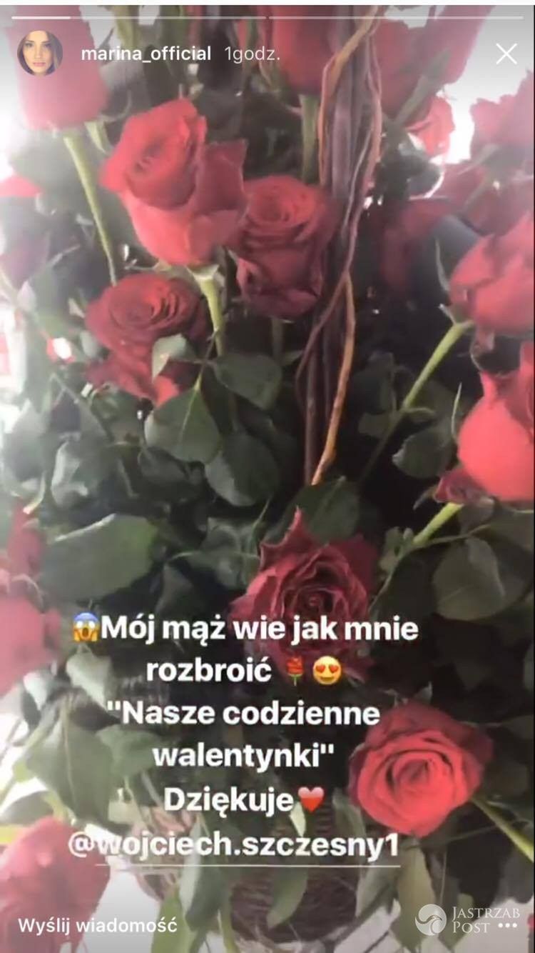 Marina dostała róże od Wojciecha Szczęsnego