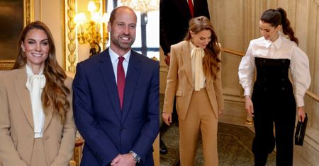 Eleganccy Kate i William ugościli w Windsorze księcia Jordanii. Księżniczka Rajwa zaskoczyła gwiazdorską stylizacją