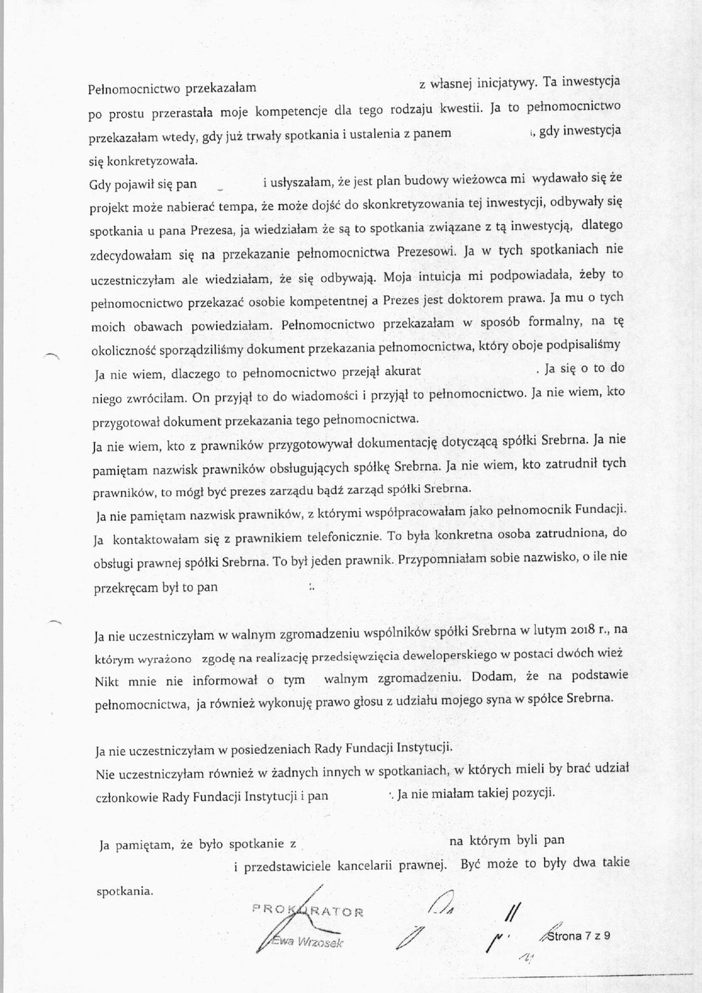 Protokół przesłuchania świadka