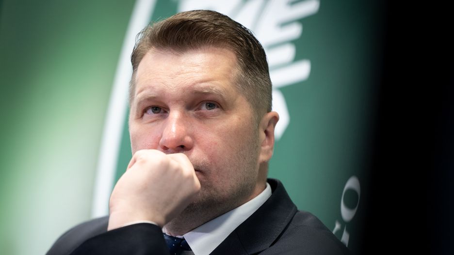 Polish minister of education Przemyslaw Czarnek during the online educational meeting on the basic principles of road safety for children from Ukraine in Warsaw, Poland on April 21, 2022 (Photo by Mateusz Wlodarczyk/NurPhoto via Getty Images)