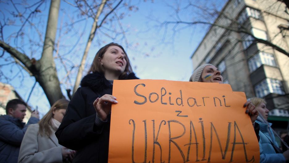 Protest antywojenny w Krakowie