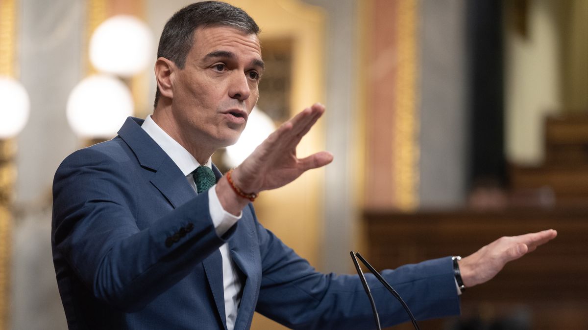 MADRID, SPAIN - MARCH 26: The President of the Government, Pedro Sanchez, speaks during a plenary session at the Congress of Deputies, on 26 March, 2025 in Madrid, Spain. The President of the Government Pedro Sanchez appears in the Congress of Deputies to defend the position of the Executive on rearmament in Europe and the need to accelerate spending on Defense and with the coalition partner, Sumar and other parliamentary allies positioned squarely against. This intervention takes place in the middle of the debate on whether there will be General State Budgets this year 2025 due to the lack of support for the Executive. (Photo By Eduardo Parra/Europa Press via Getty Images)