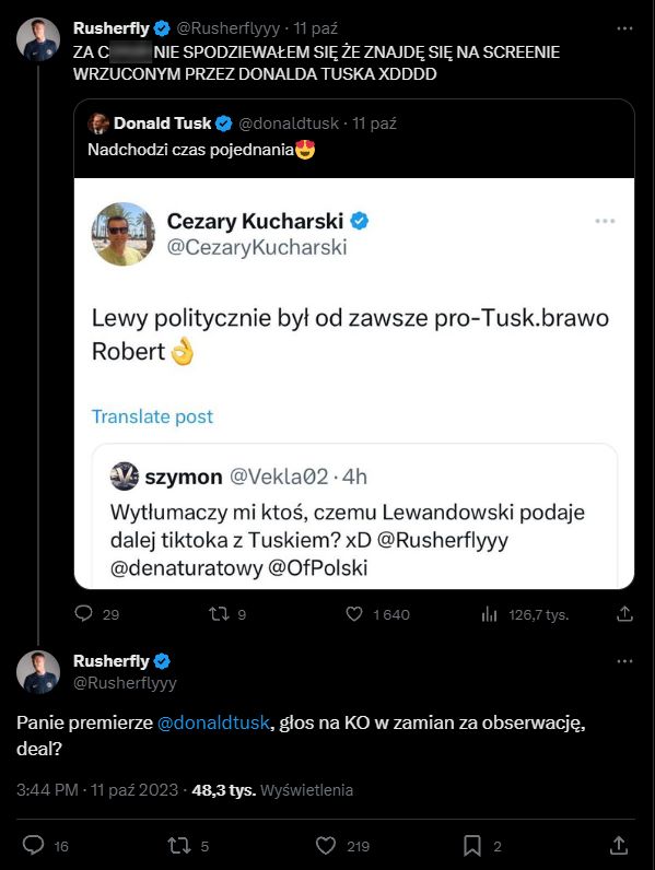 Internauta poprosił Donalda Tuska o obserwację