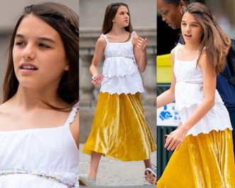 13-letnia Suri Cruise stroi miny na spacerze z nianią (ZDJĘCIA)