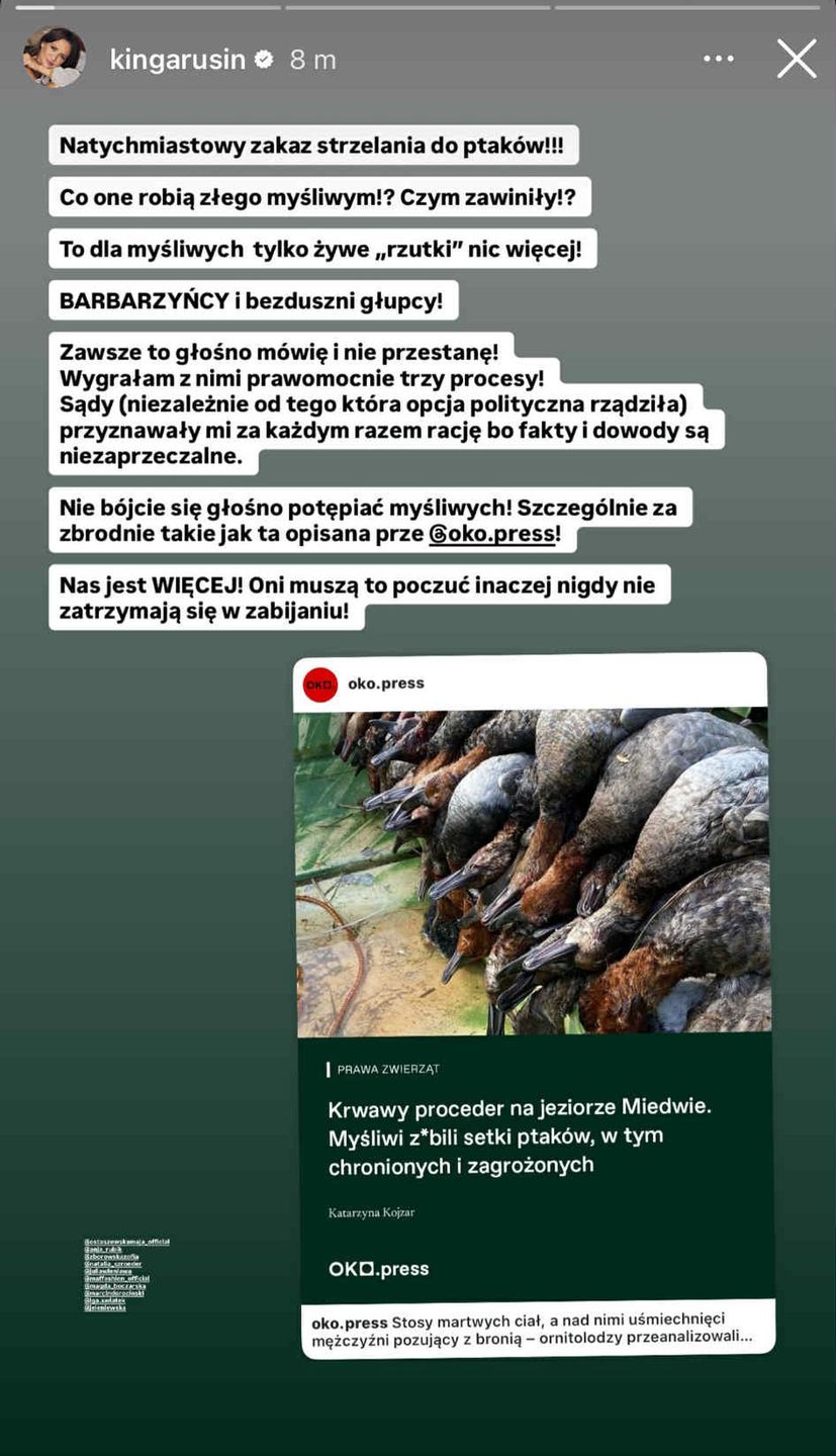Kinga Rusin w ostrych słowach potępiła postawę myśliwych
