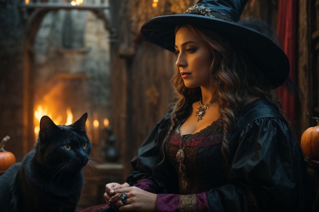 Czarny kot to „odwieczny” towarzysz każdej czarownicy (photo: AI generated)