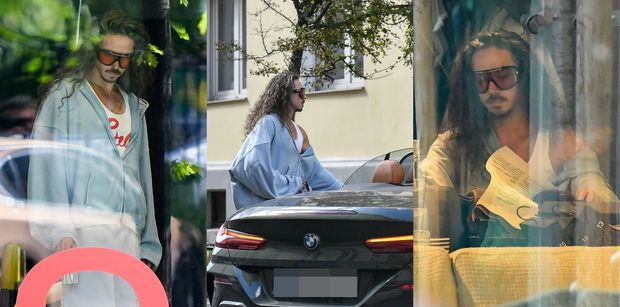 Michał Szpak z namysłem przechadza się po sklepie meblowym, po czym ładuje się do zaparkowanego w bramie BMW (ZDJĘCIA)