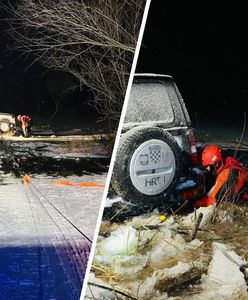 Chciał pojeździć po lodzie. Lód załamał się pod ciężarem samochodu
