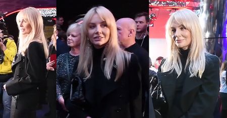 Nieśmiałe uśmiechy Agnieszki Woźniak-Starak na premierze "Ukrytej gry"