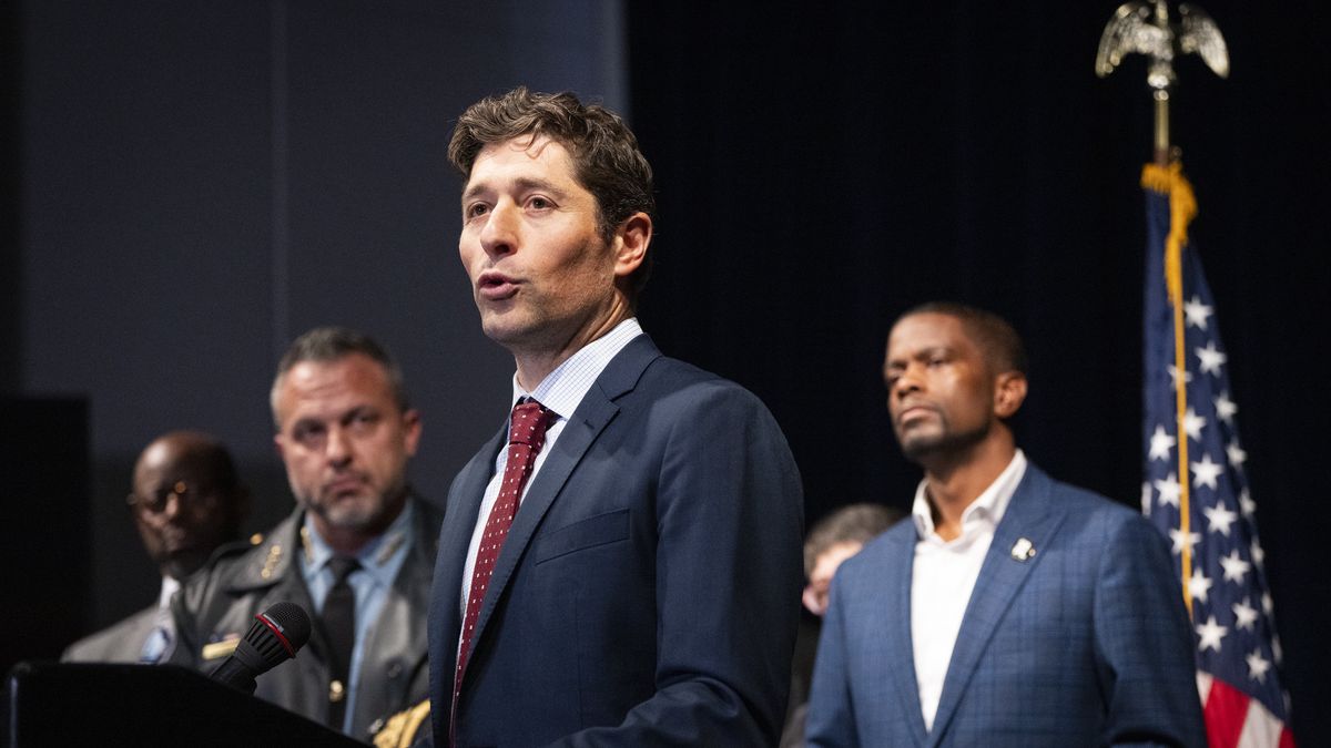 MINNEAPOLIS, MN. - DECEMBER 2025: Minneapolis Mayor Jacob Frey speaks during a press conference to address the media following reports that the Trump administration will be targeting Somali immigrants in the Twin Cities, held at City Hall in Minneapolis, Minn., on Tuesday, December 2, 2025. (Photo by Leila Navidi/The Minnesota Star Tribune via Getty Images)