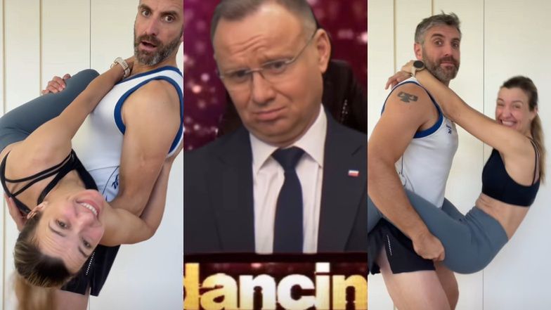 Joanna Koroniewska i Maciej Dowbor śmieszkują z min Andrzeja Dudy
