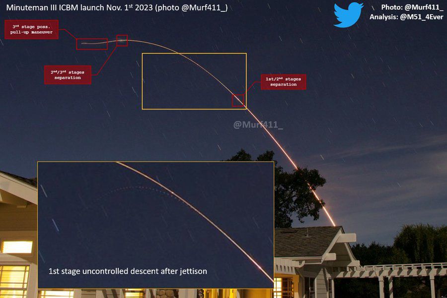 Observations of the test launch of the LGM-30 G Minuteman III missile