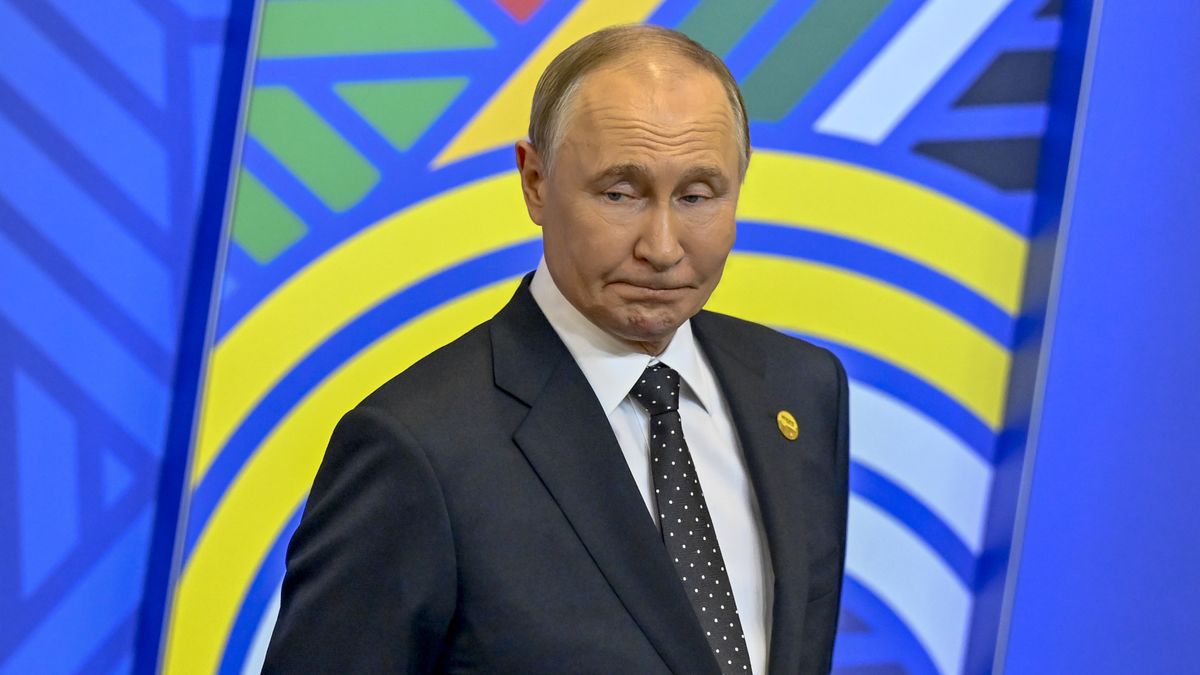 KAZA, RUSSIA - OCTOBER 23: Russian President Vladimir Putin is seen during an official welcoming ceremony for delegations' heads at the BRICS Summit in Kazan, Russia on October 23, 2024. (Photo by Sefa Karacan/Anadolu via Getty Images)