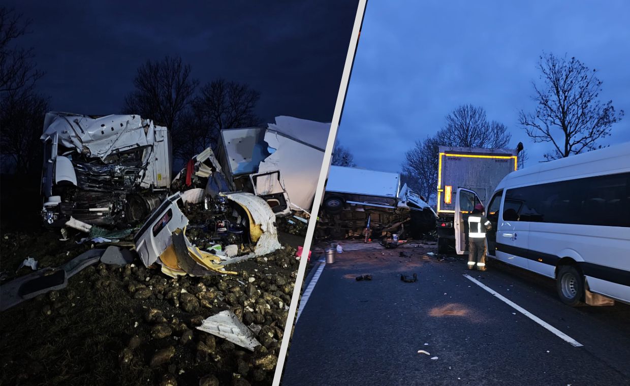 W pobliżu Starej Kościelnicy, doszło do zderzenia 2 ciężarówek