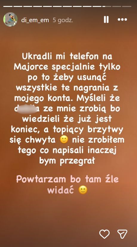 Daniel Martyniuk o kradzieży telefonu