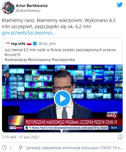 Błąd TVP Info nie umknął uwadze internautów