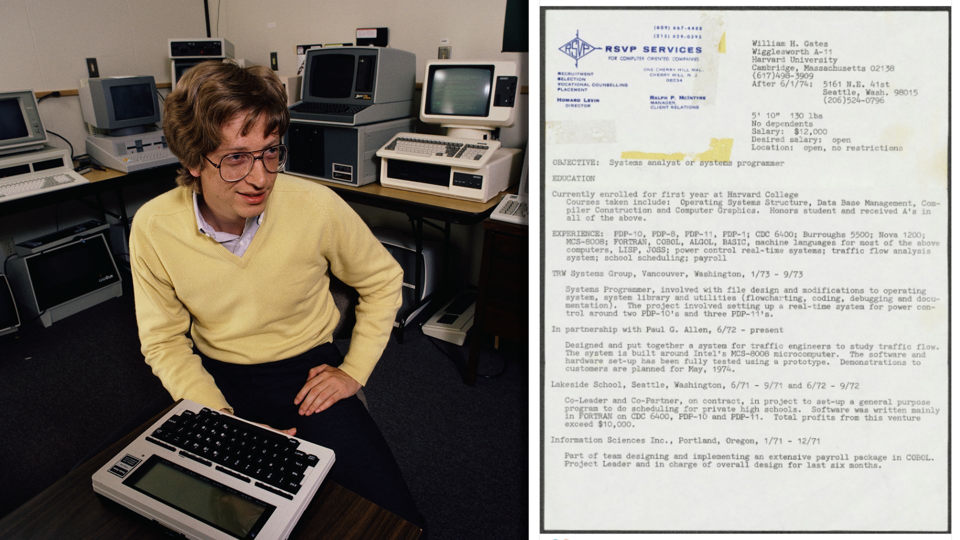 Bill Gates pokazał swoje stare CV. Po co umieścił takie informacje?