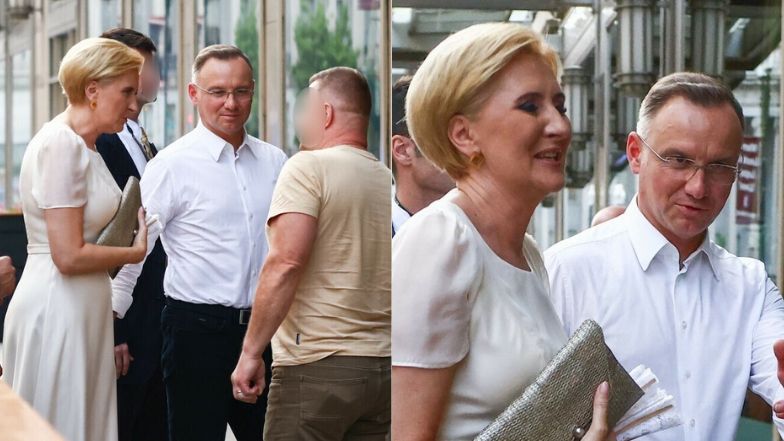 Elegancka Agata Duda i prezydent W MOKASYNACH zmierzają na kolację do amerykańskiej restauracji (ZDJĘCIA)