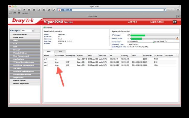 DrayTek Vigor2960 error