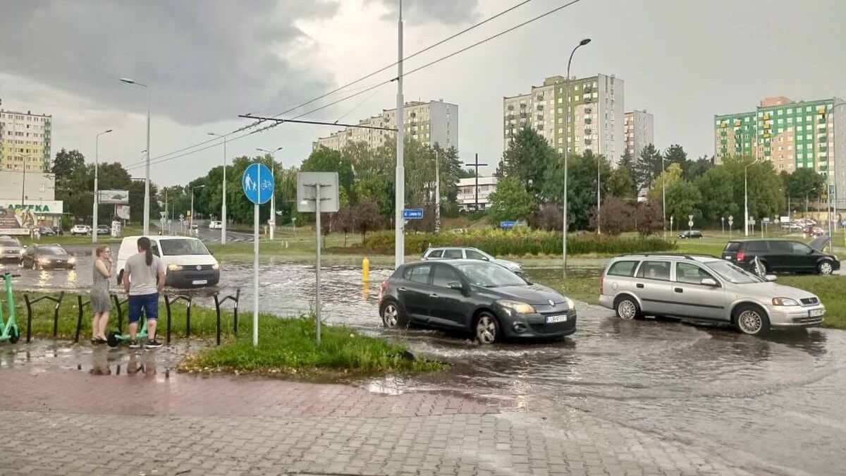 Zalane rondo Berbeckiego w Lublinie