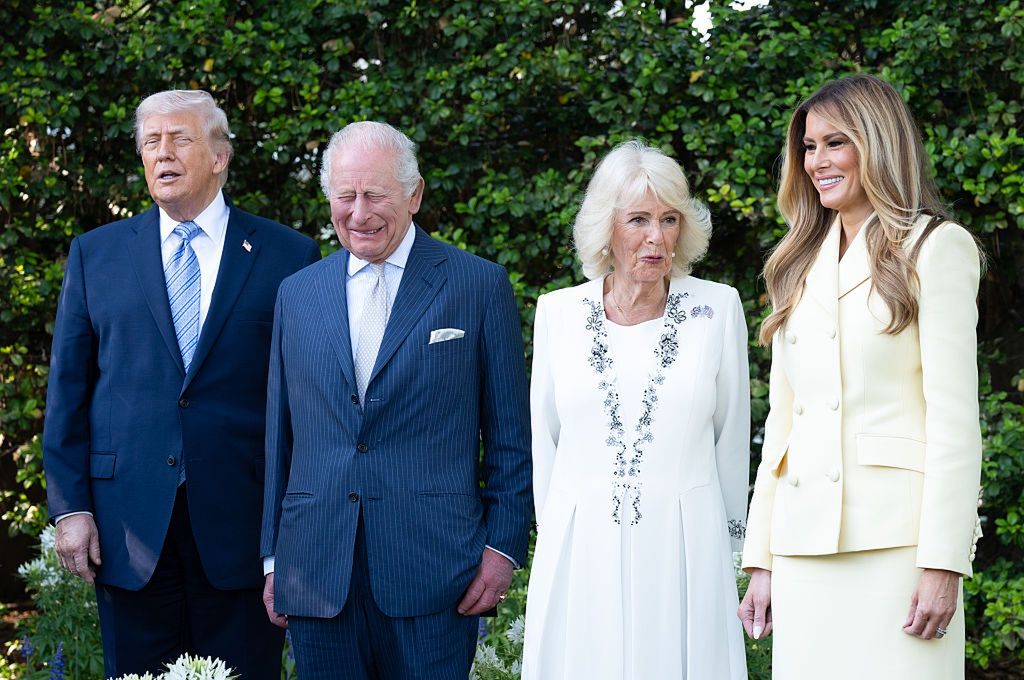 Donald Trump, król Karol III, królowa Camilla i Melania Trump