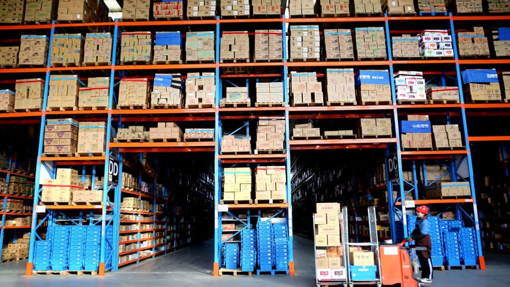 E-commerce Logistics Warehouse
A staff member transfers goods at an e-commerce logistics warehouse in Lianyun district, Lianyungang, China, on November 9, 2024. (Photo by Costfoto/NurPhoto via Getty Images)
NurPhoto
e-commerce industry, transfers goods, logistics warehouse, distribution center, delivery, warehouse operations, freight, east china logistics, nurphoto, order fulfillment, logistics, costfoto, lianyun district, warehouse staff, china, november 9, chn, staff member, warehouse technology., supply chain management, goods transfer, retail logistics, package handling