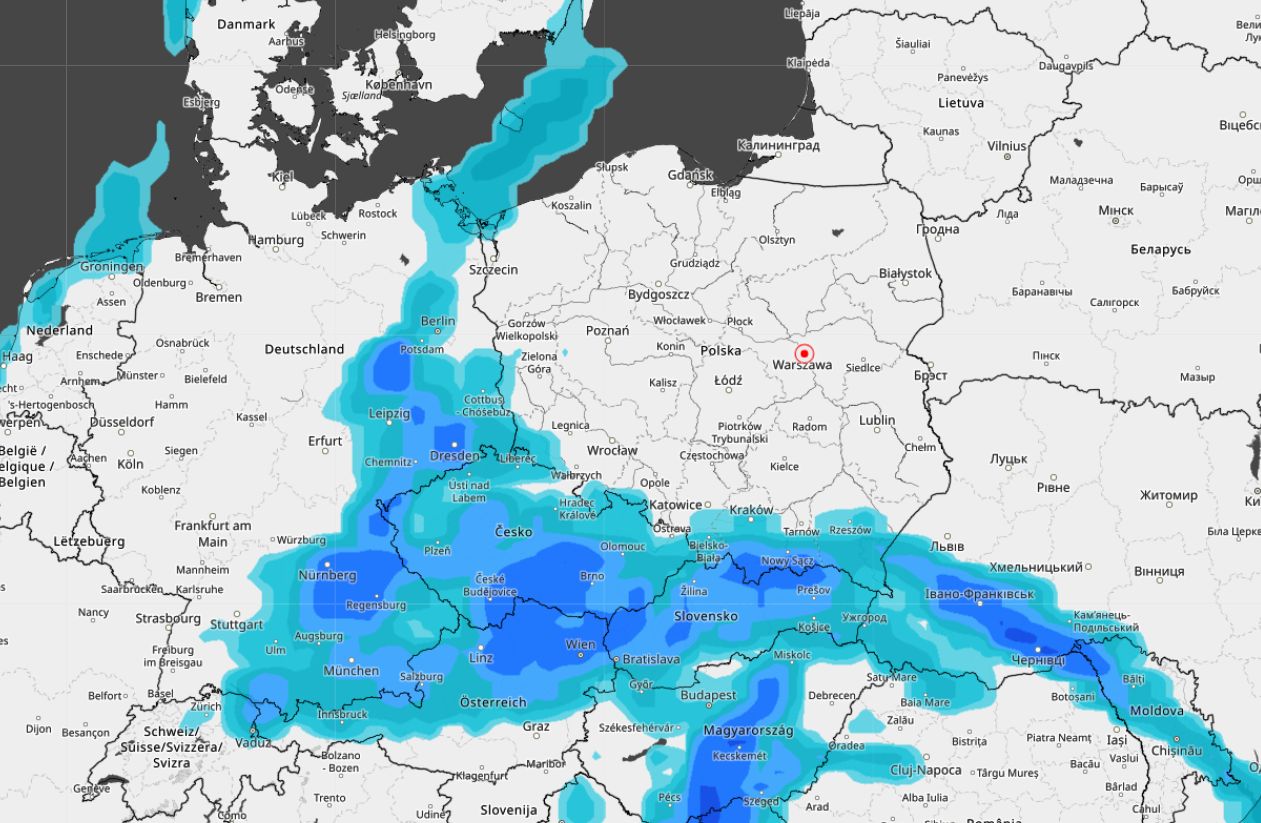 Serwis IMGW - prognoza opadów z 16 września 2024 r.