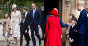 Odziana w kremowy komplet Kate Middleton mknie w asyście Williama i POCIECH na nabożeństwo wielkanocne. Dzieci rosną jak na drożdżach? (ZDJĘCIA)