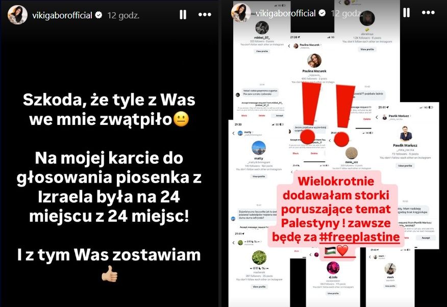 Oświadczenie Viki Gabor na Instagramie