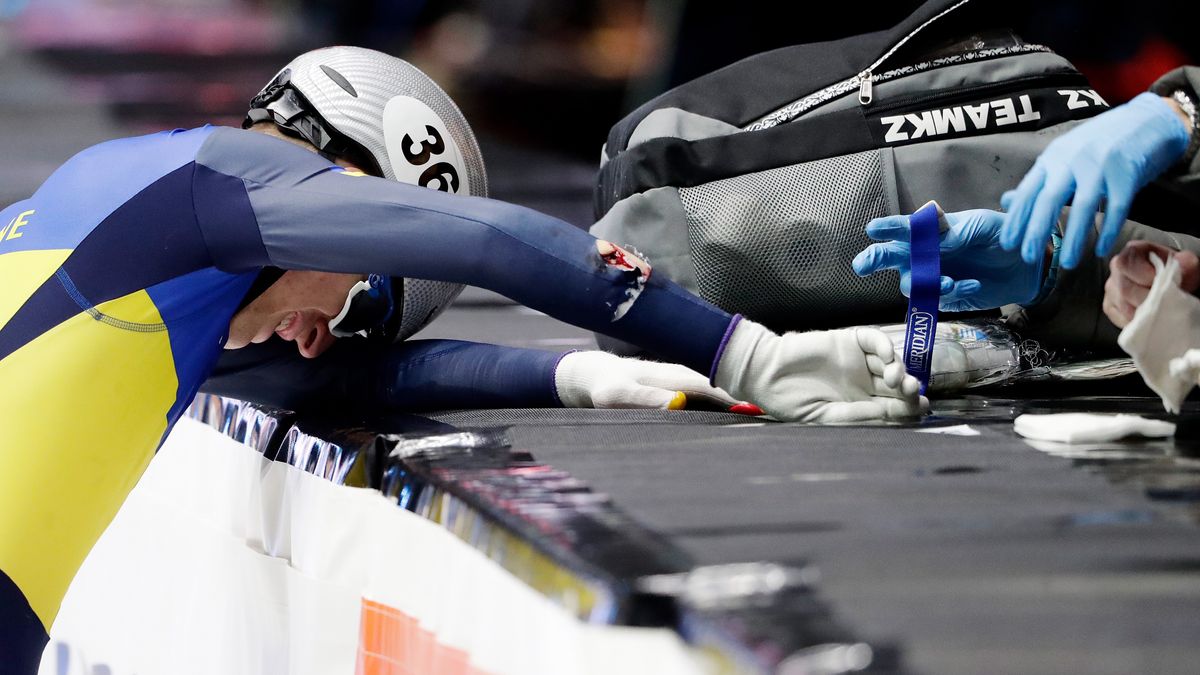 DORDRECHT, NETHERLANDS - FEBRUARY 14: Oleh Handei of Ukraine during the   ISU World Cup Short Track at the Sportboulevard on February 14, 2020 in Dordrecht Netherlands (Photo by Soccrates/Getty Images)