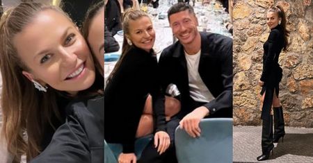 Wystrojona w mini i kozaki Anna Lewandowska daje się obcałowywać Robertowi na spotkaniu ze znajomymi (FOTO)