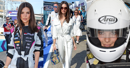 Kusząca Emily Ratajkowski bierze udział w wyścigach