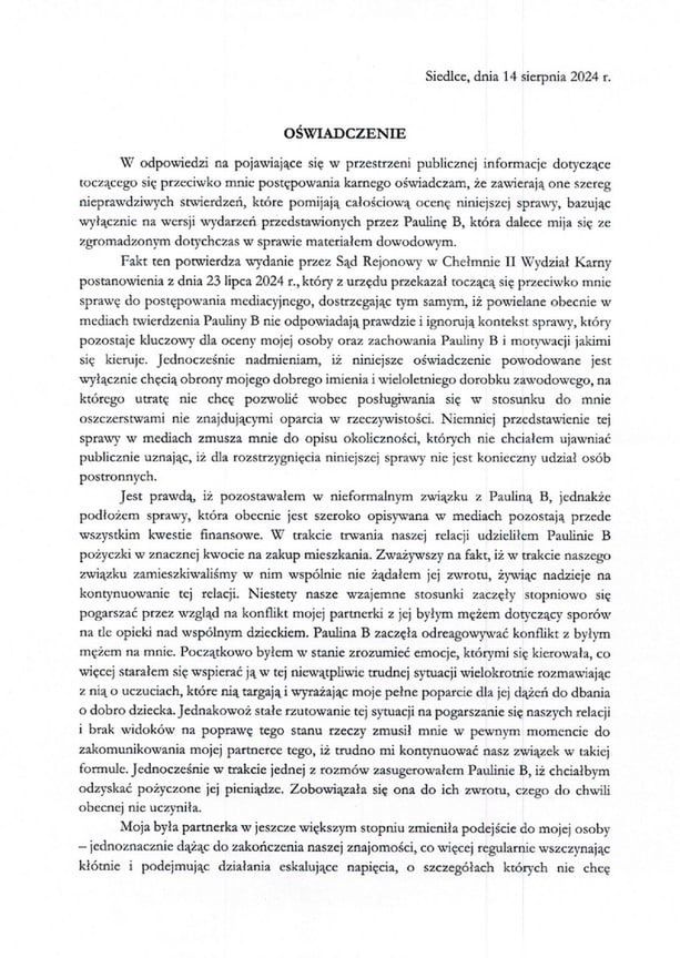 Oświadczenie Krzysztofa Jakubika