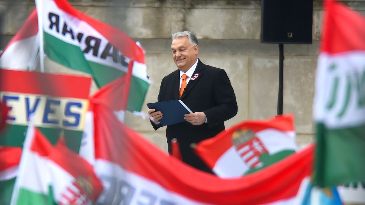 Viktor Orban Speaks On The Anniversary Of The 1848/49 Hungarian Revolution
Viktor Orban, Prime Minister of Hungary, speaks at a memorial of the 1848/49 Hungarian Revolution, in Budapest, Hungary, on March 15, 2025. (Photo by Balint Szentgallay/NurPhoto via Getty Images)
NurPhoto
speaks, 19th-century history, hungarian heritage, historical significance, political leadership, hungarian leader, public speech, national pride, hungarian government, hungarian nationalism, hungarian independence, 184849 hungarian revolution, hungarian sovereignty., hungarian history, hungarian identity, political event, historical event, balint szentgallay, march 15, nurphoto, public gathering, european politics, revolution anniversary, historical commemoration, national remembrance, national unity