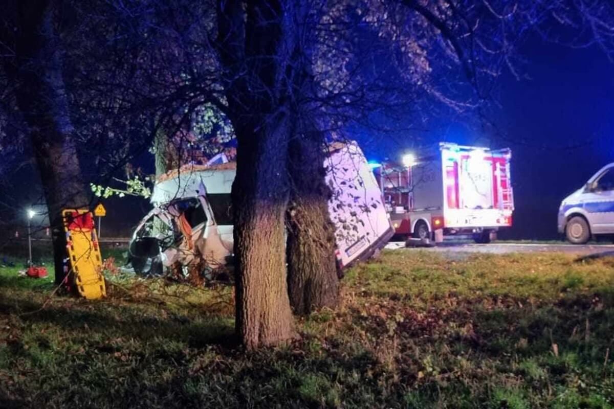 Wypadek ukraińskiego busa w Wereszyni