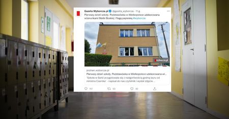 Podstawówka w Wielkopolsce udekorowana jak kościół. "Godna lauru od ministra Czarnka"