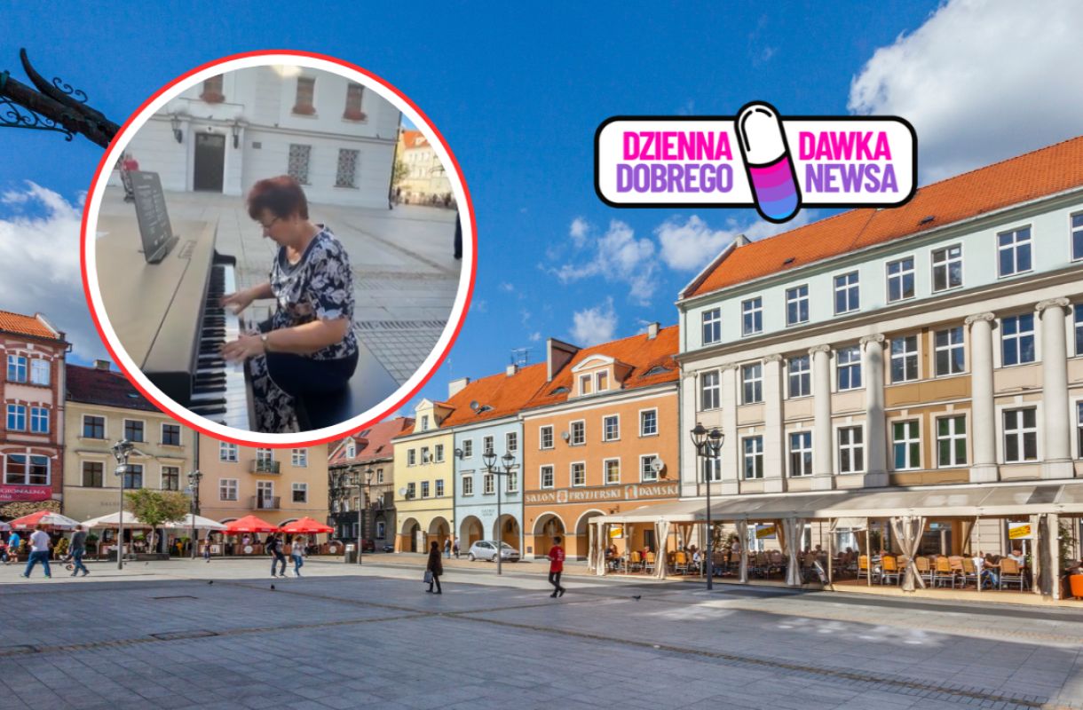 Zagrała na fortepianie na gliwickim rynku. "Jak miło się tego słucha"