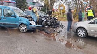 Stary Pożóg: Zderzenie trzech samochodów. Sprawczyni ukarana mandatem