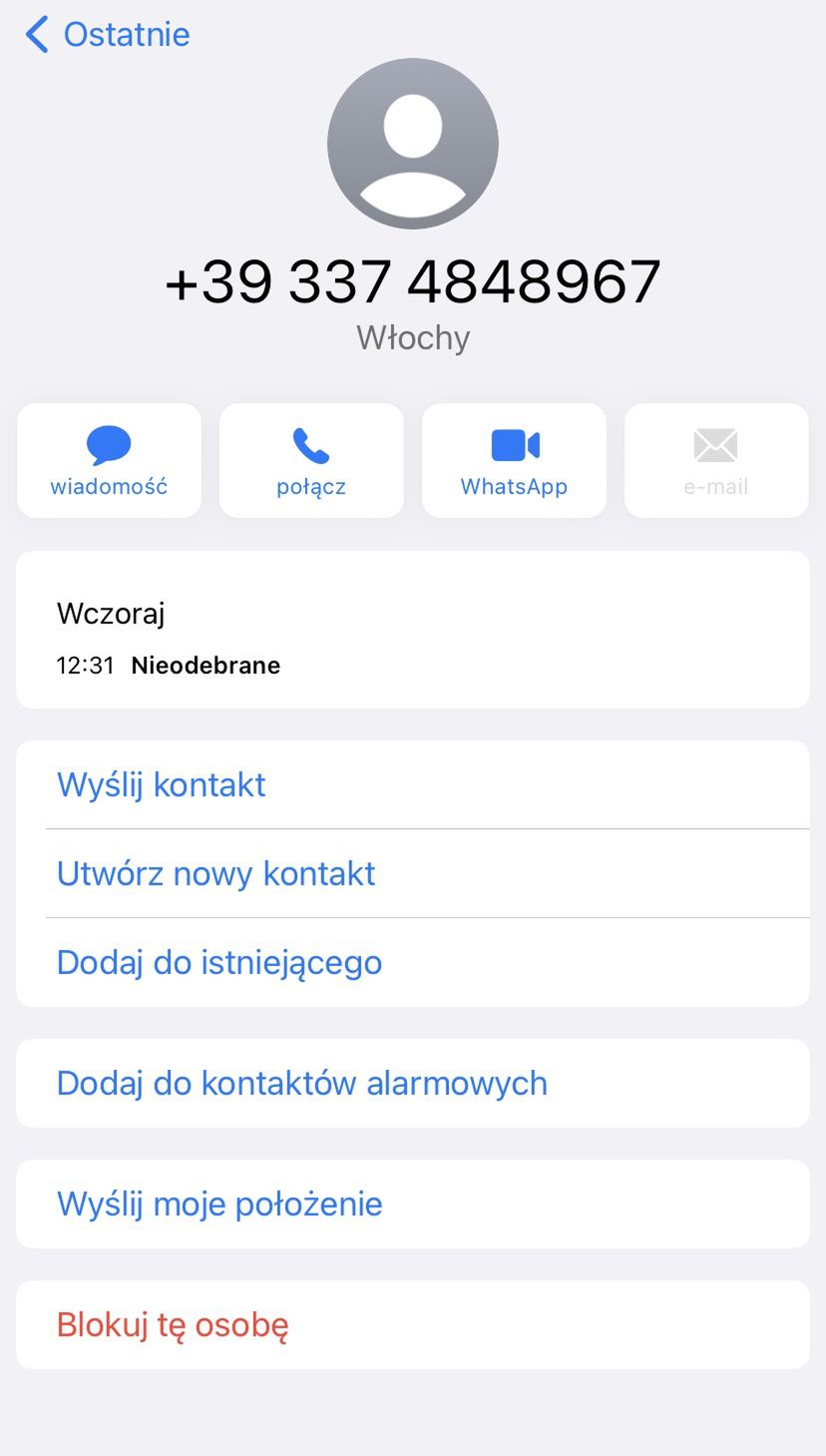 Podejrzane połączenie z Włoch