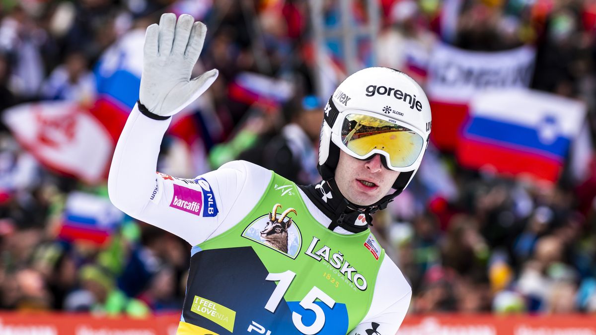 PLANICA, SLOVENIA - APRIL 02: Ziga Jelar of Slovenia reacts during the Individual HS240 at the FIS World Cup Ski Flying Men Planica on April 2, 2023 in Planica, Slovenia. (Photo by Jurij Kodrun/Getty Images)