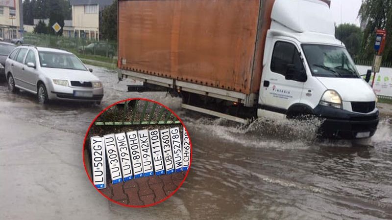 Kierowcy gubią tablice rejestracyjne na zalanej ul. Budowlanej