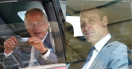 Rozbawiony król Karol wraca z próby przed koronacją. Był też książę Louis z POSĘPNĄ MINĄ u boku Williama (ZDJĘCIA)