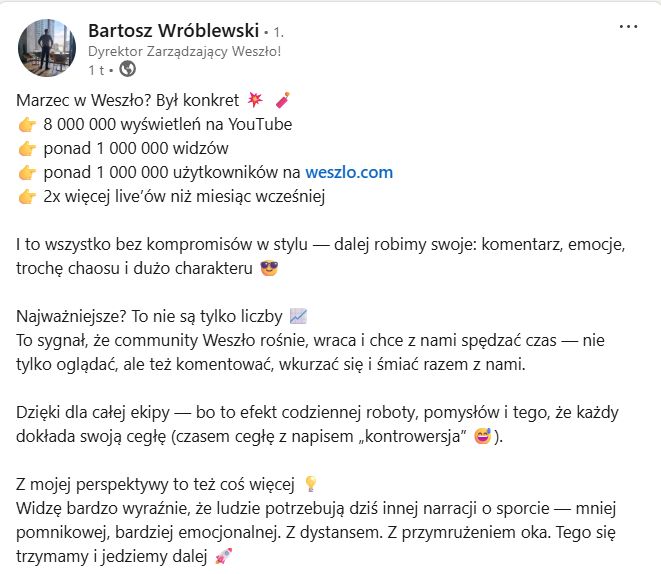Screen LinkedIn Bartosz Wróblewski