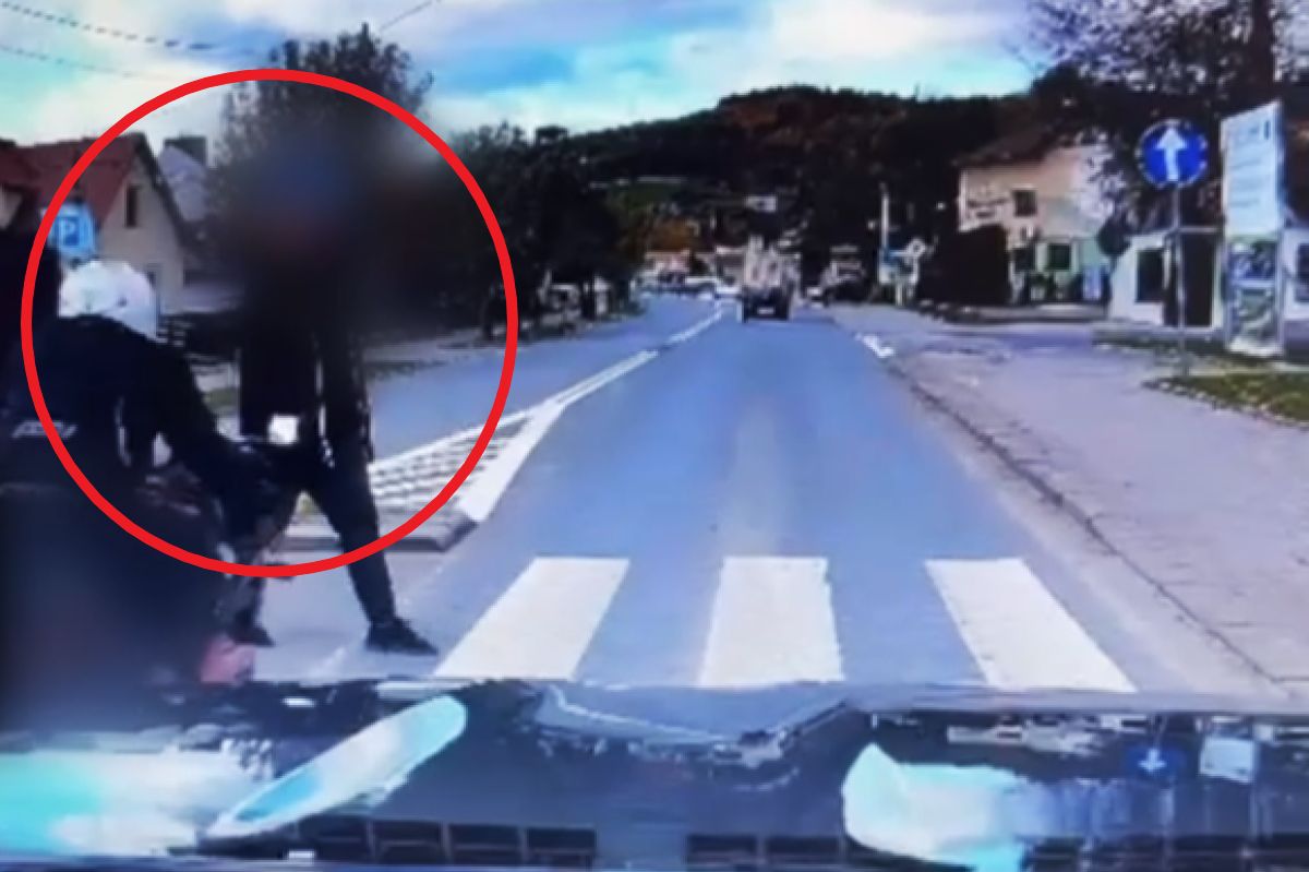 Potrącił pieszego i rzucił się do ucieczki. Dramatyczne nagranie z Łącka