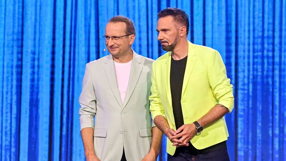 Robert Górski i Robert Korólczyk w programie "Kabaret na żywo. Młodzi i Moralni"