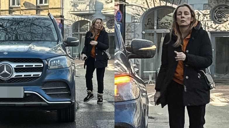 Karolina Ferenstein-Kraśko w naturalnej odsłonie wsiada do auta